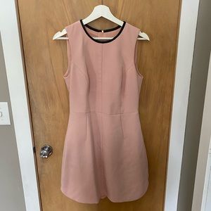 NWT Banana Republic blush pink sheath dress with black leather piping